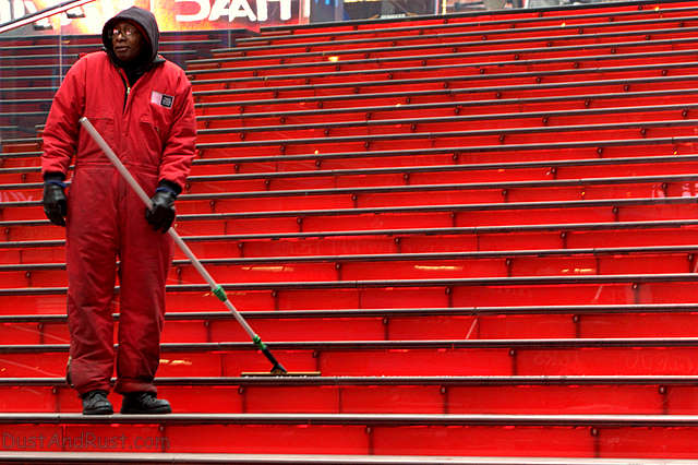 Man on Red Stairs