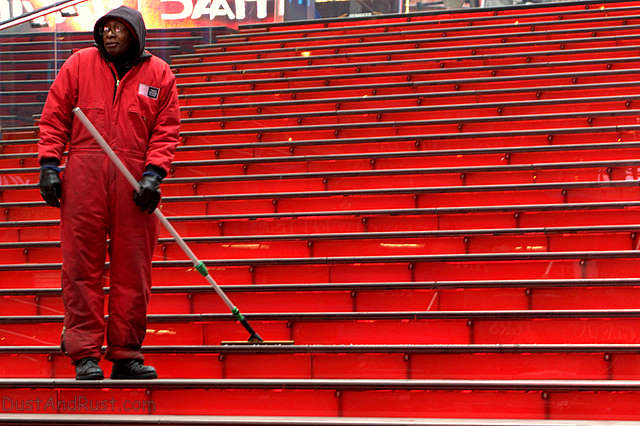 Man on Red Stairs